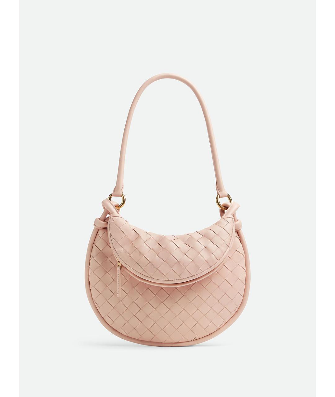 BOTTEGA VENETA Розовая кожаная сумка с короткими ручками, фото 6