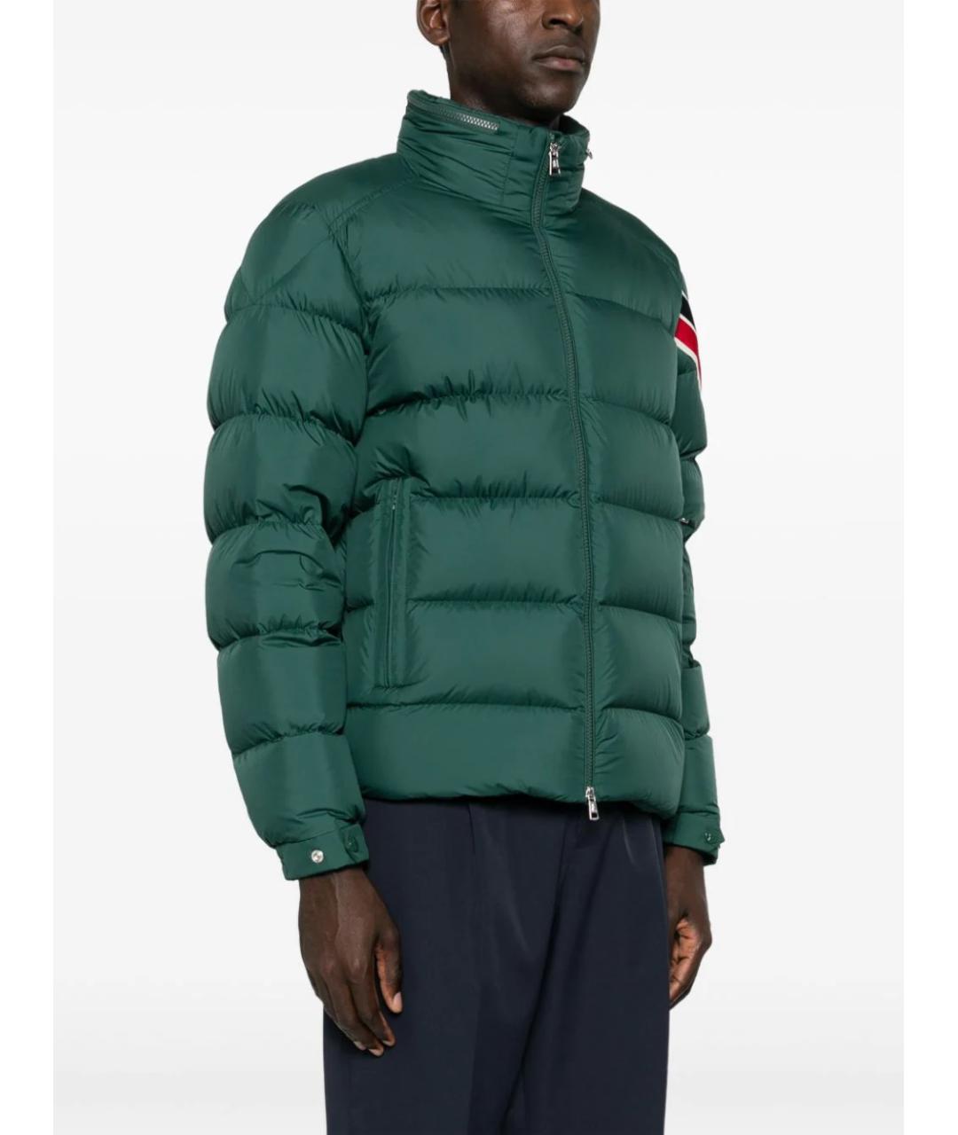 MONCLER Зеленый полиэстеровый пуховик, фото 3