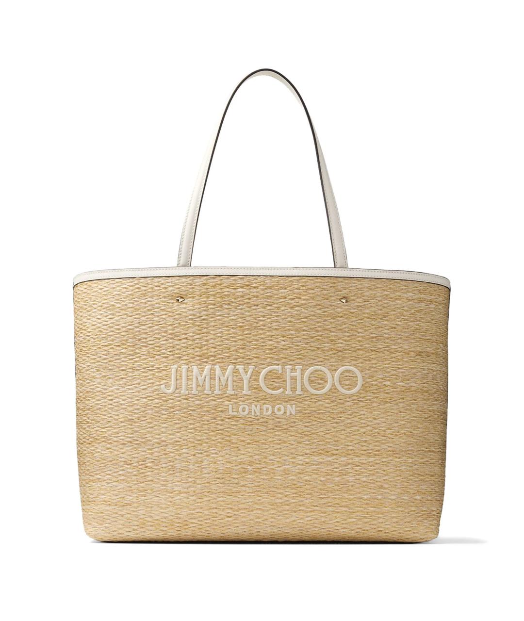 JIMMY CHOO Бежевая пелетеная сумка тоут, фото 1