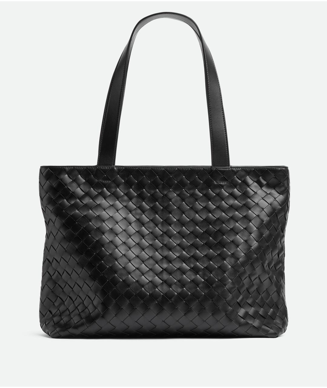 BOTTEGA VENETA Черная кожаная сумка тоут, фото 6