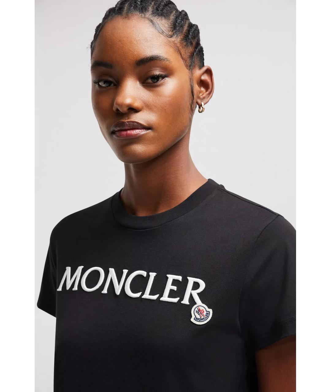MONCLER Черная хлопковая футболка, фото 4