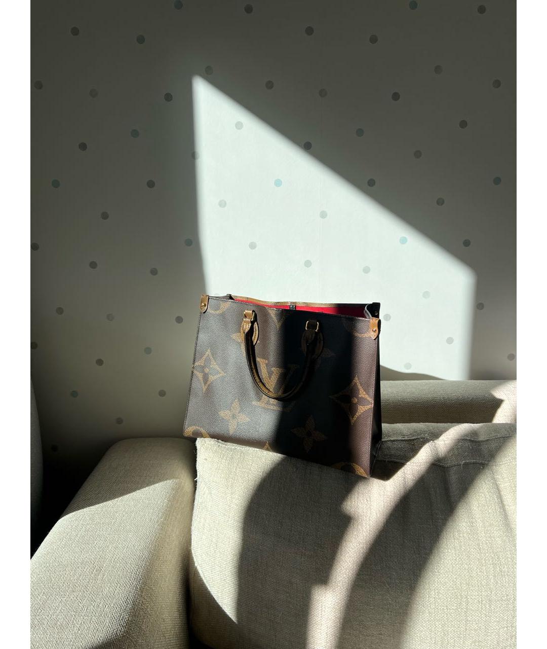 LOUIS VUITTON PRE-OWNED Коричневая кожаная сумка тоут, фото 6