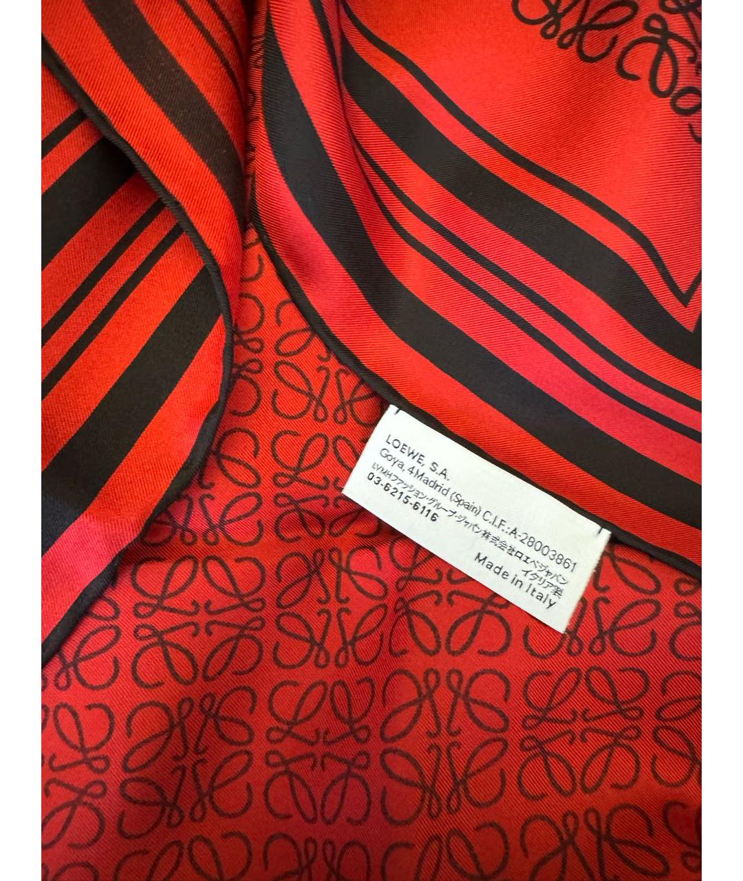 LOEWE Красный шелковый платок, фото 3
