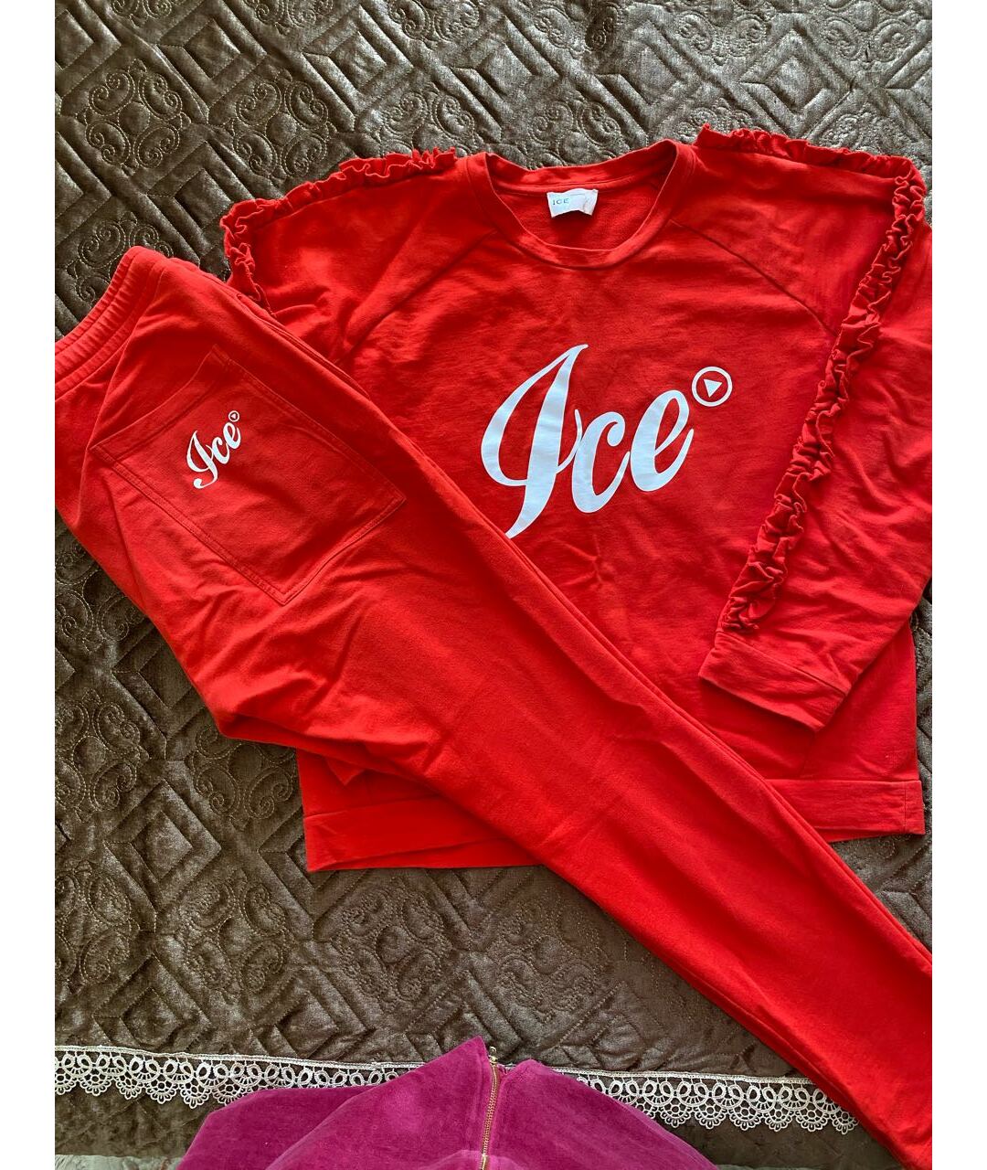 ICE PLAY Красный хлопковый спортивные костюмы, фото 5