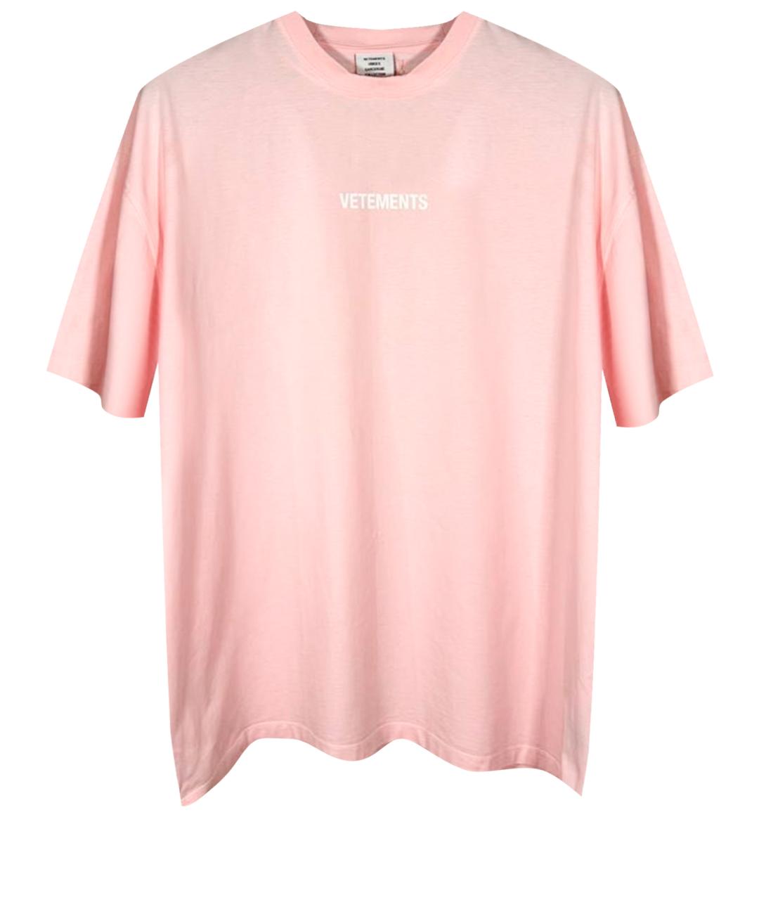VETEMENTS Розовая хлопковая футболка, фото 1