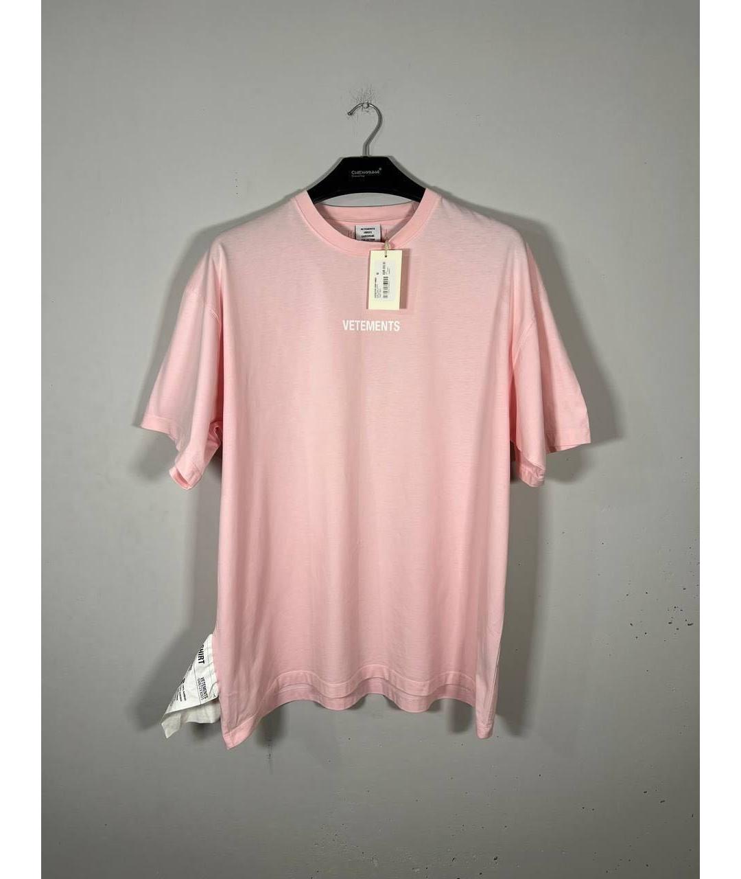 VETEMENTS Розовая хлопковая футболка, фото 6