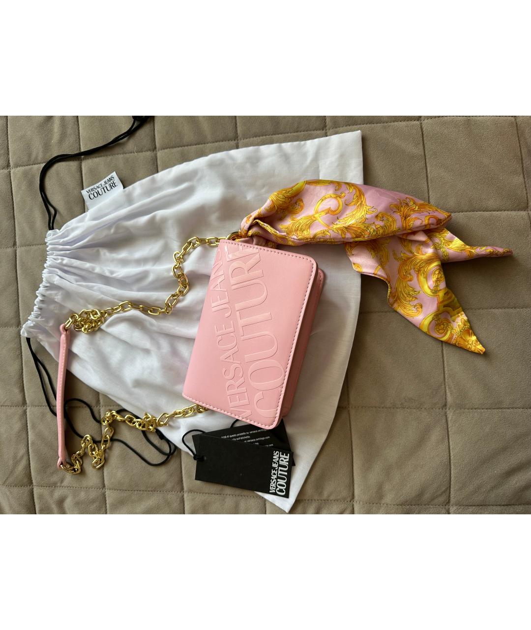 VERSACE JEANS COUTURE Розовая сумка через плечо из искусственной кожи, фото 5