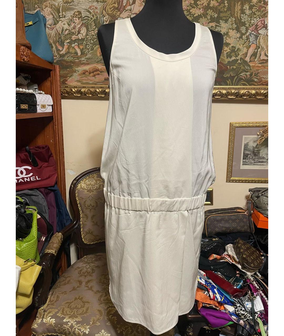 BRUNELLO CUCINELLI Белое шелковое повседневное платье, фото 8