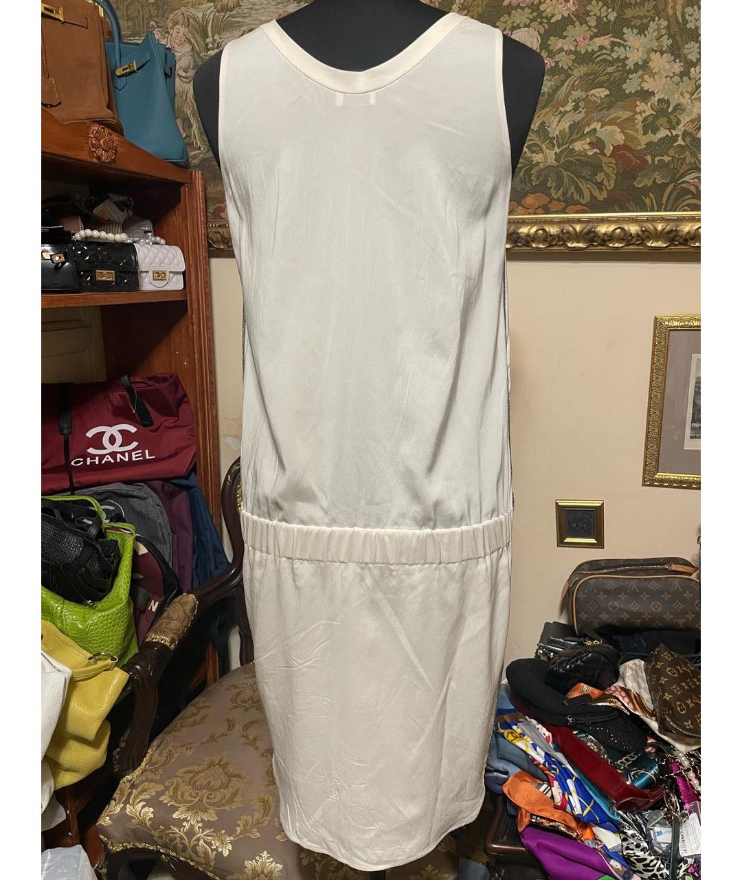 BRUNELLO CUCINELLI Белое шелковое повседневное платье, фото 6