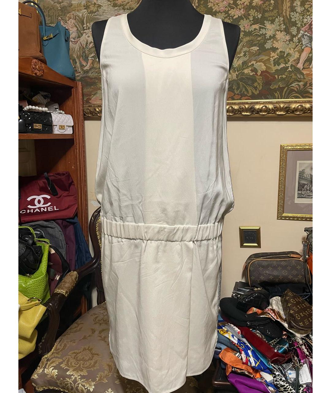 BRUNELLO CUCINELLI Белое шелковое повседневное платье, фото 7