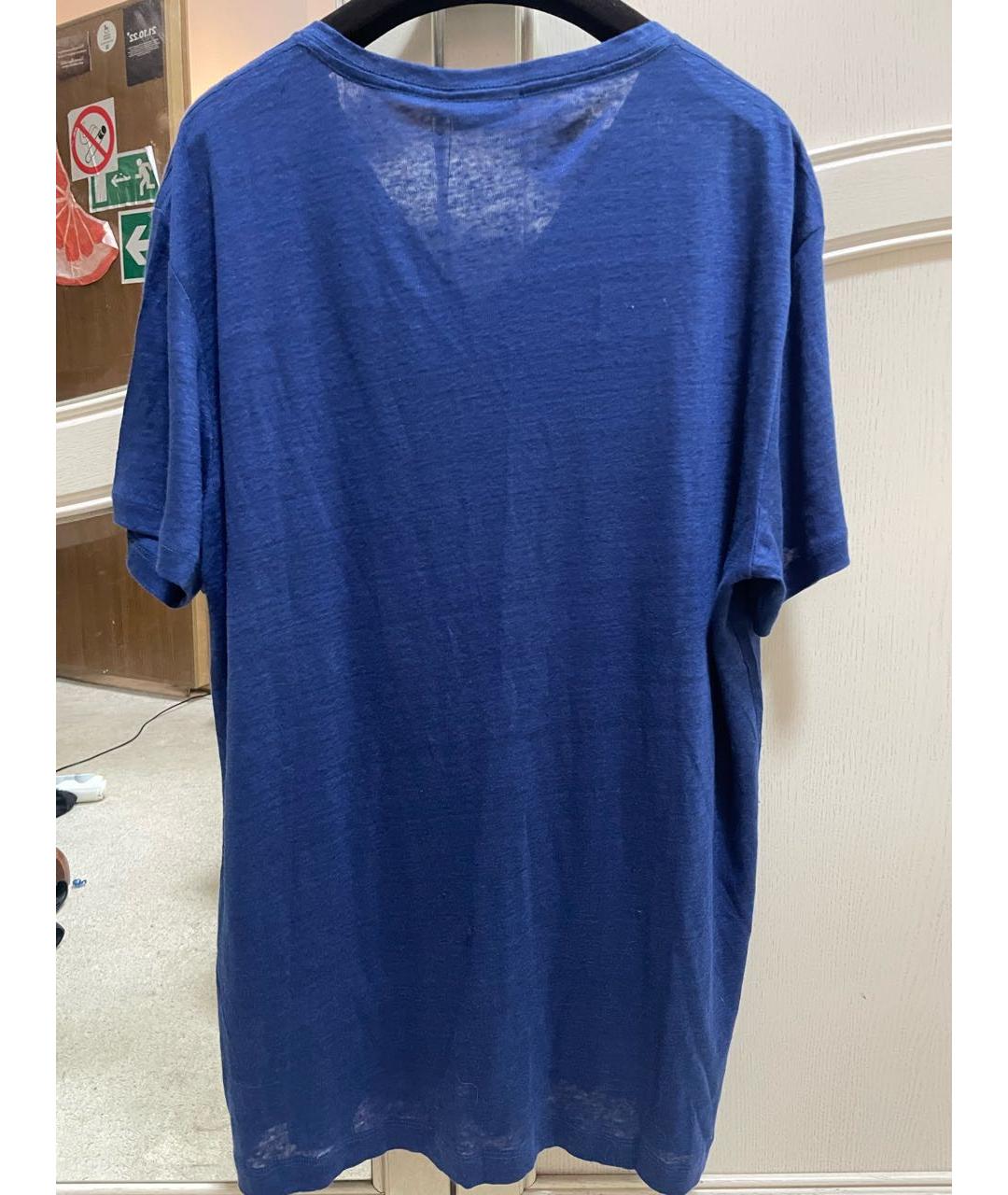 J.LINDEBERG Синяя хлопко-леновая футболка, фото 2