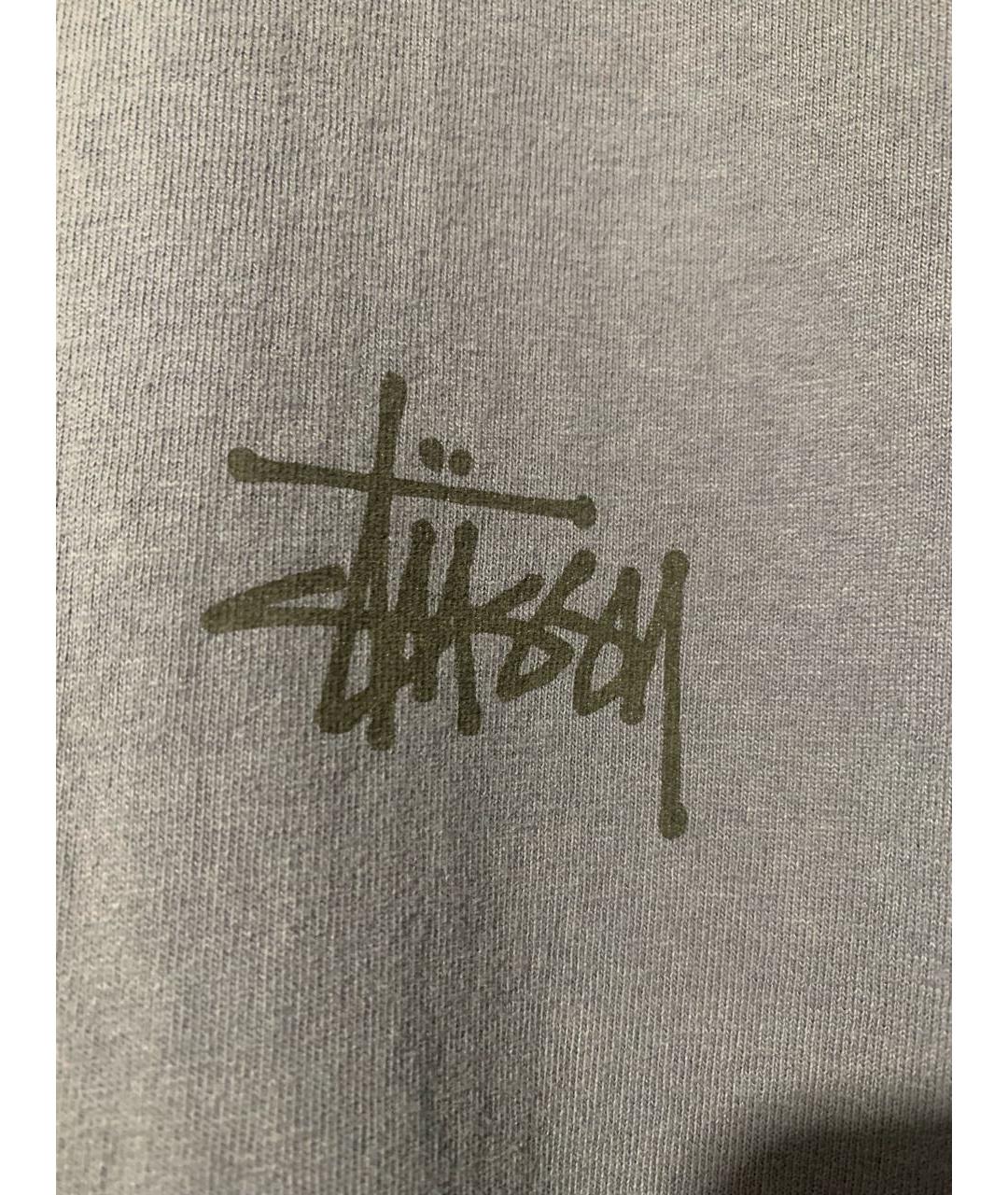 STUSSY Темно-синяя хлопковая футболка, фото 4