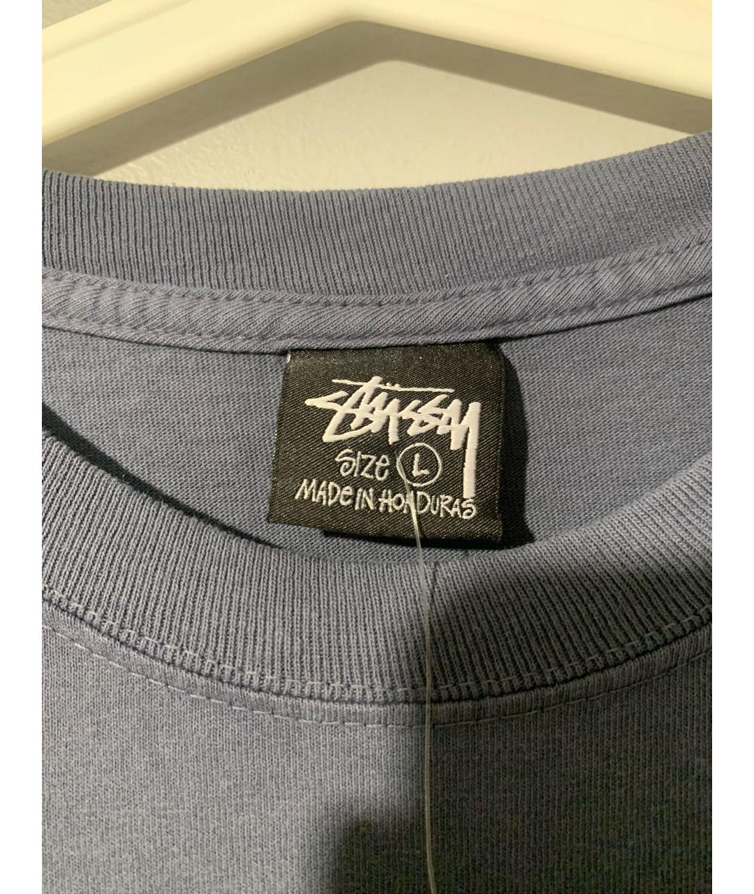 STUSSY Темно-синяя хлопковая футболка, фото 3