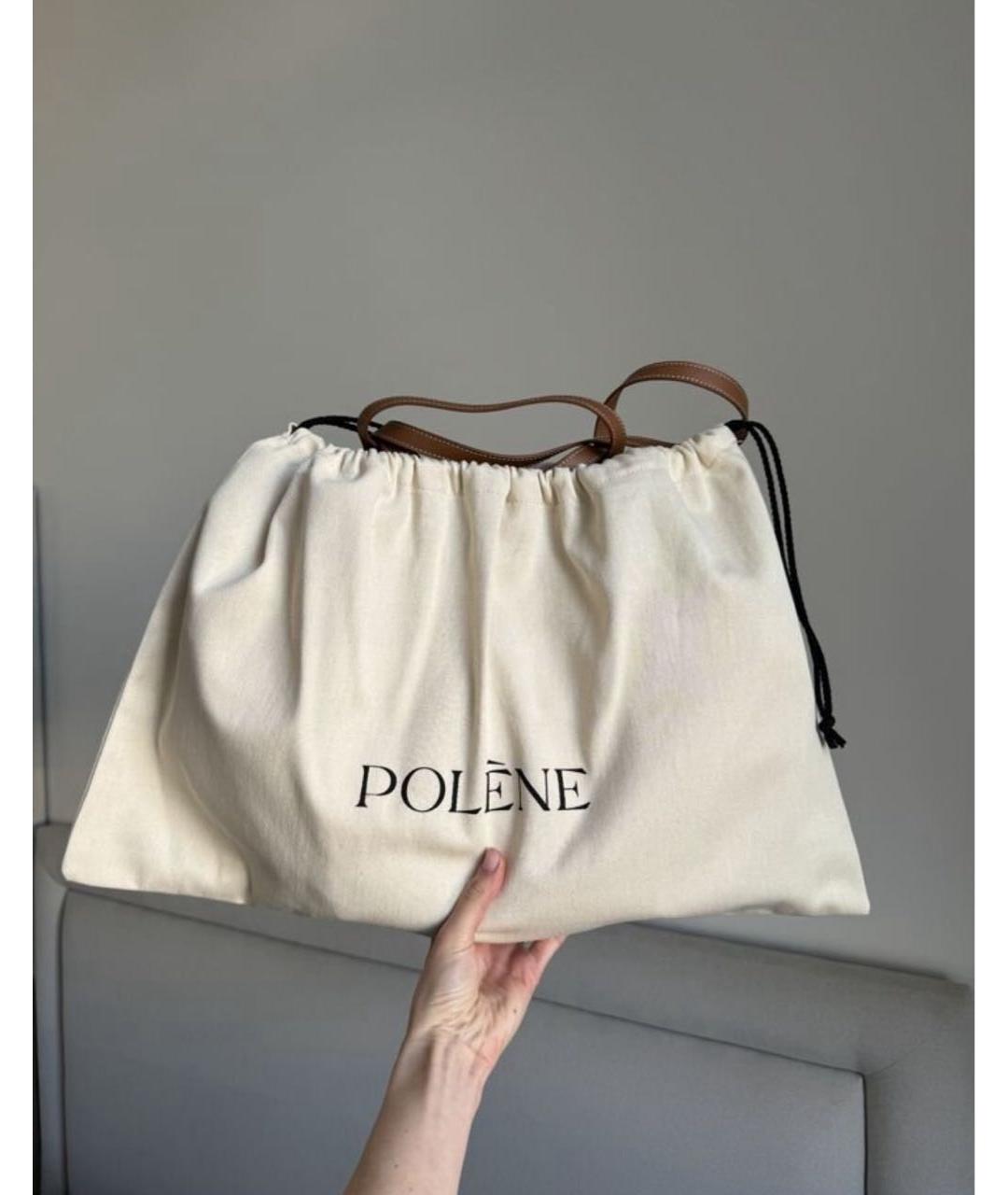 POLENE Коричневая кожаная сумка тоут, фото 5