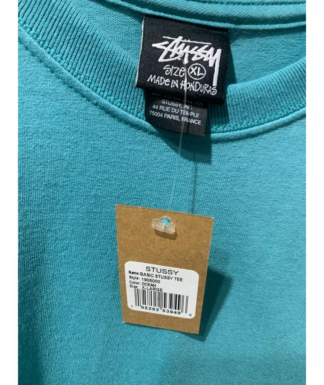 STUSSY Бирюзовая хлопковая футболка, фото 3