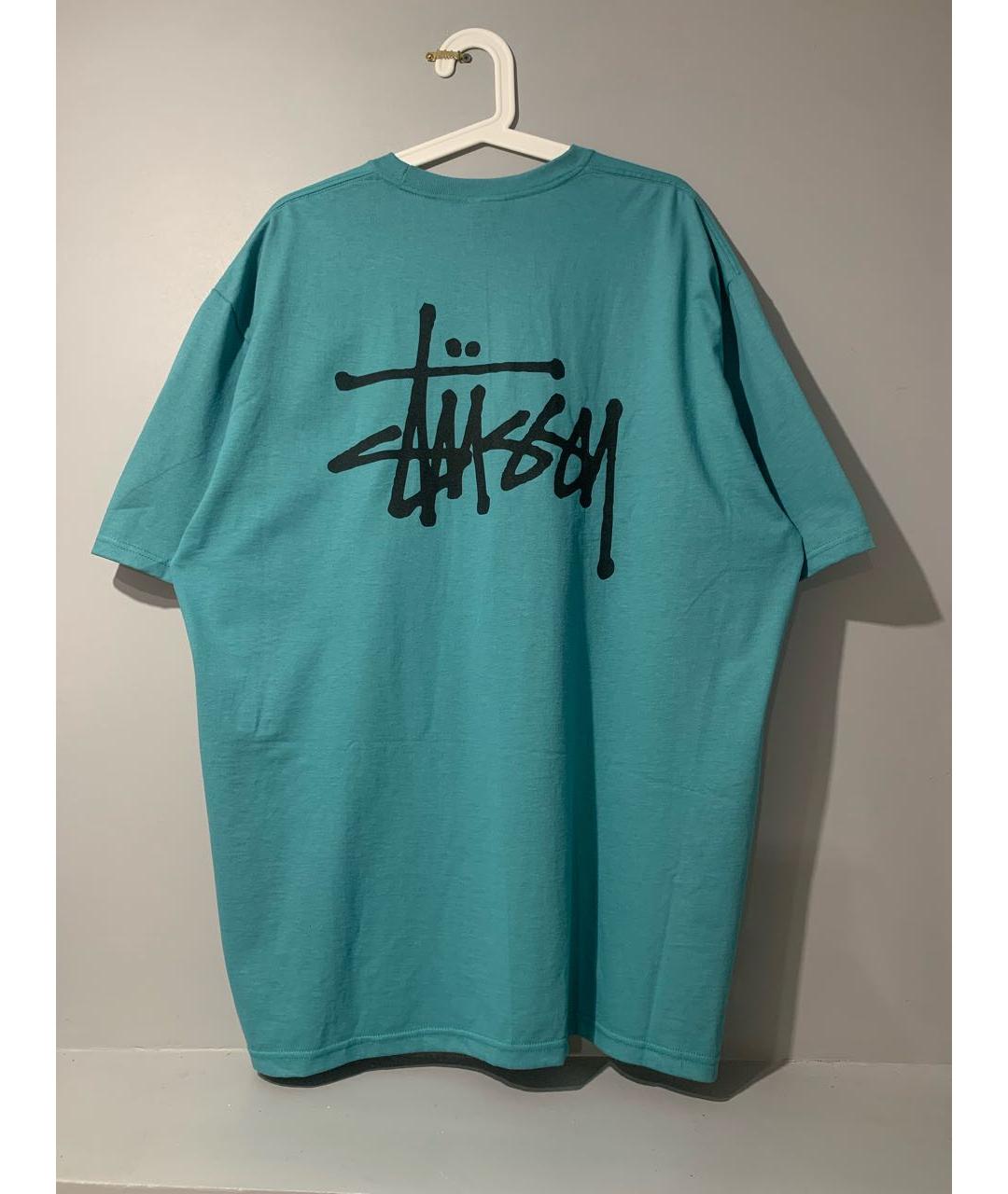 STUSSY Бирюзовая хлопковая футболка, фото 2