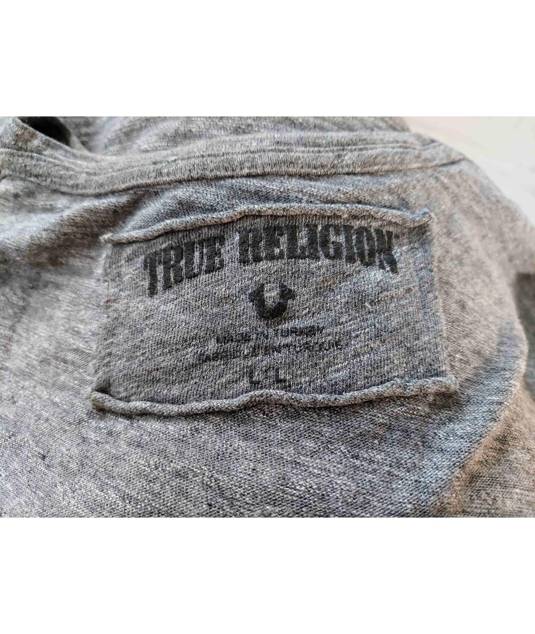 TRUE RELIGION Серая хлопковая футболка, фото 3