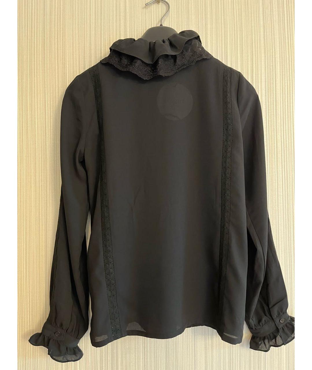 BLUGIRL Черная хлопко-эластановая блузы, фото 2