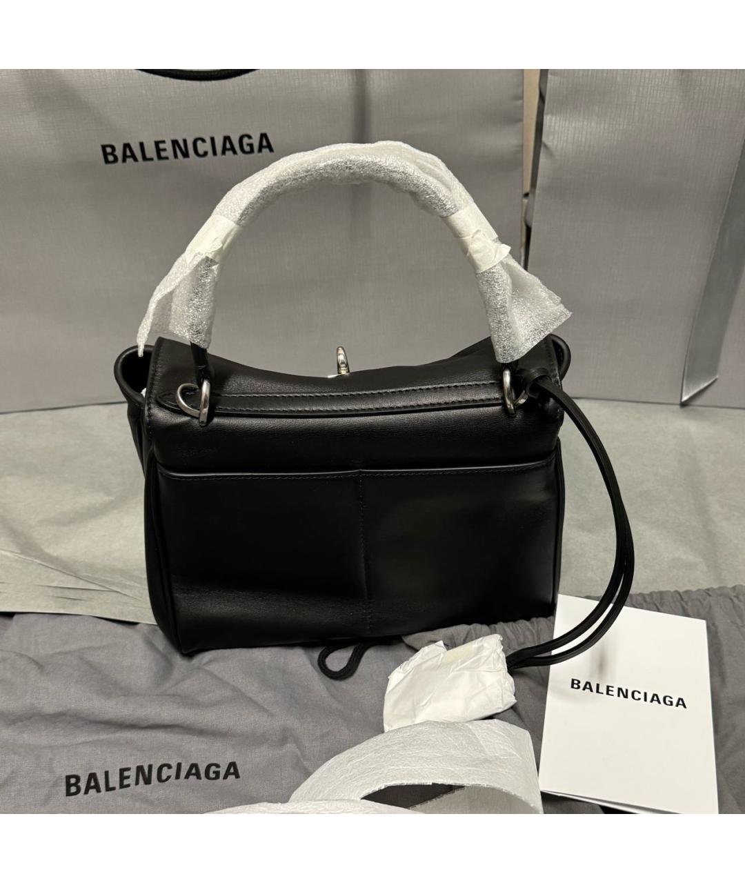 BALENCIAGA Черная кожаная сумка с короткими ручками, фото 4