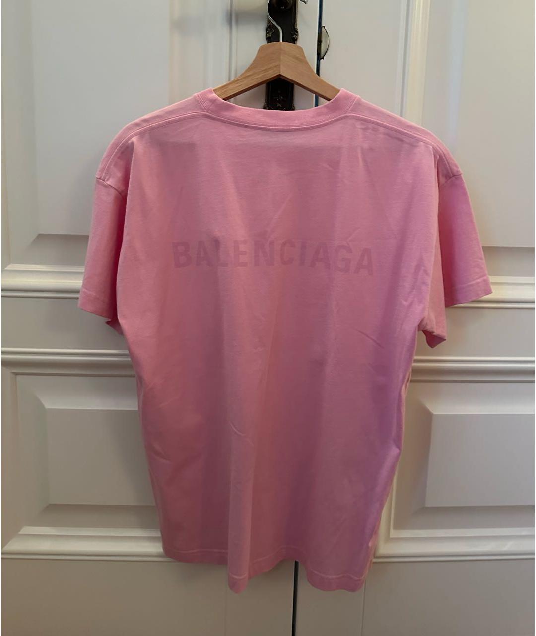 BALENCIAGA Розовая хлопковая футболка, фото 2