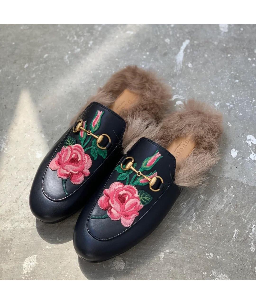 GUCCI Черные кожаные мюли, фото 2