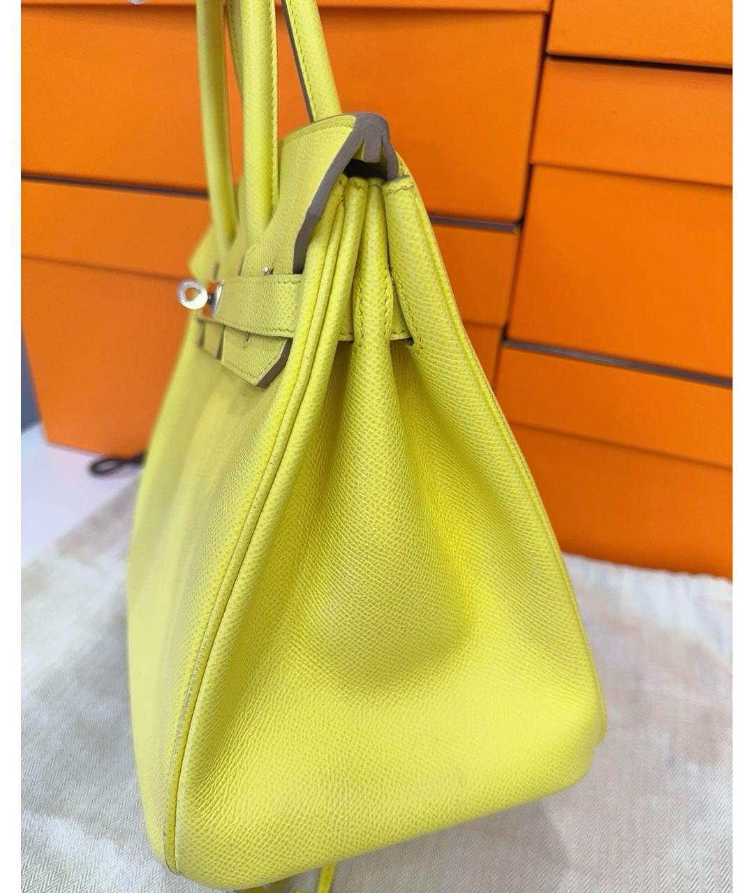 HERMES PRE-OWNED Желтая кожаная сумка с короткими ручками, фото 4