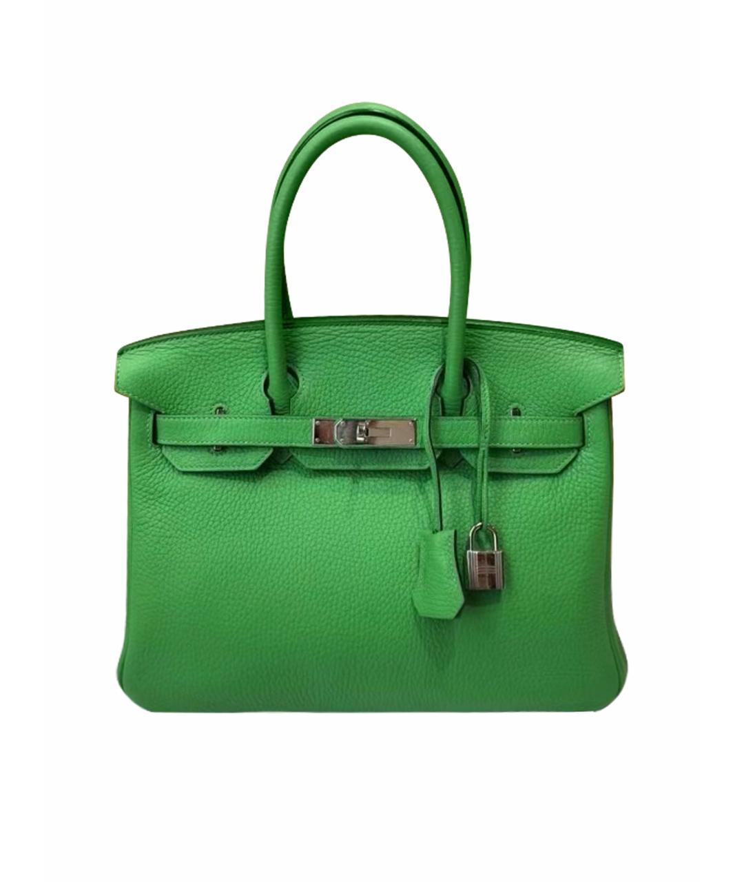 HERMES PRE-OWNED Зеленая кожаная сумка с короткими ручками, фото 1