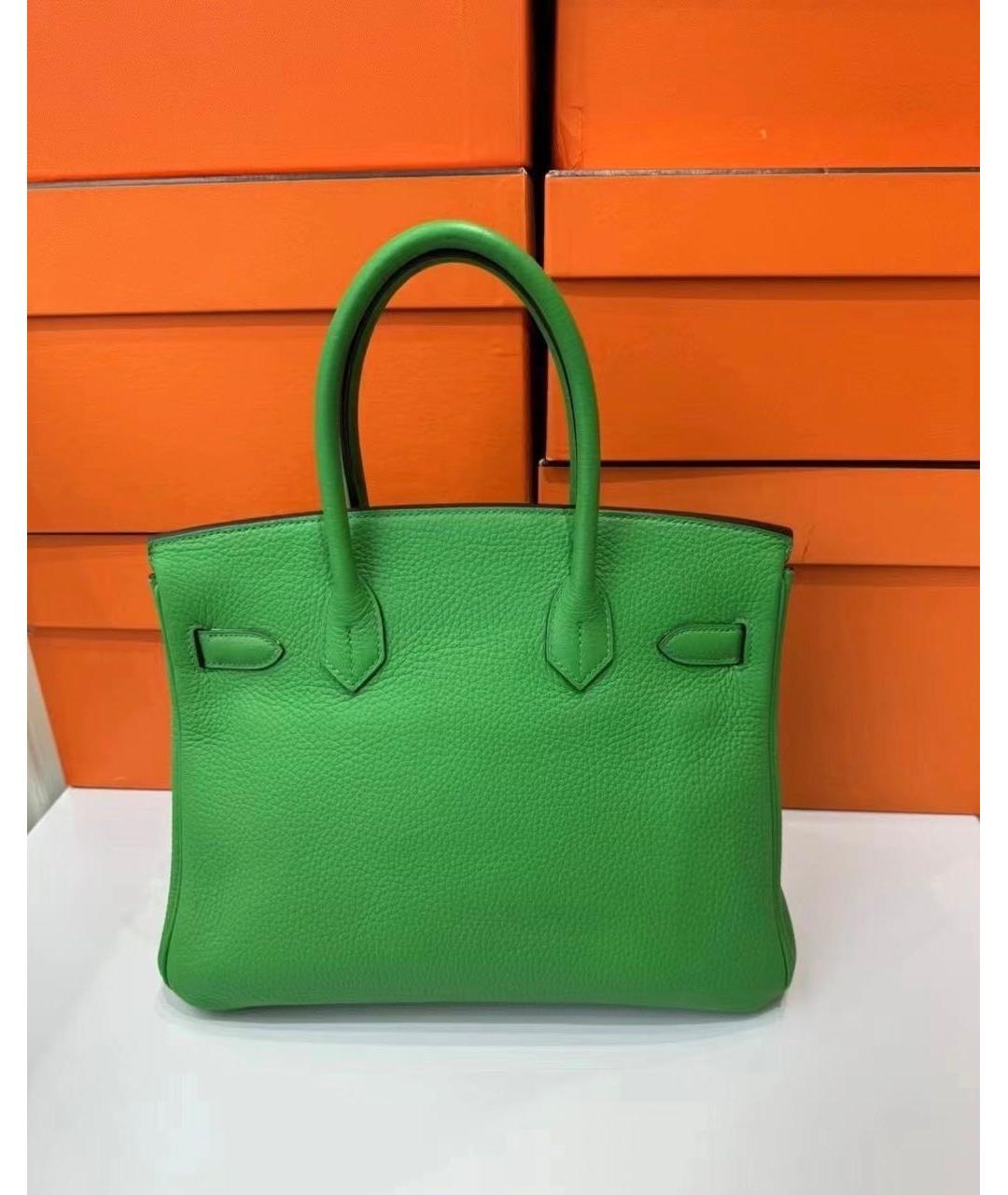 HERMES PRE-OWNED Зеленая кожаная сумка с короткими ручками, фото 2