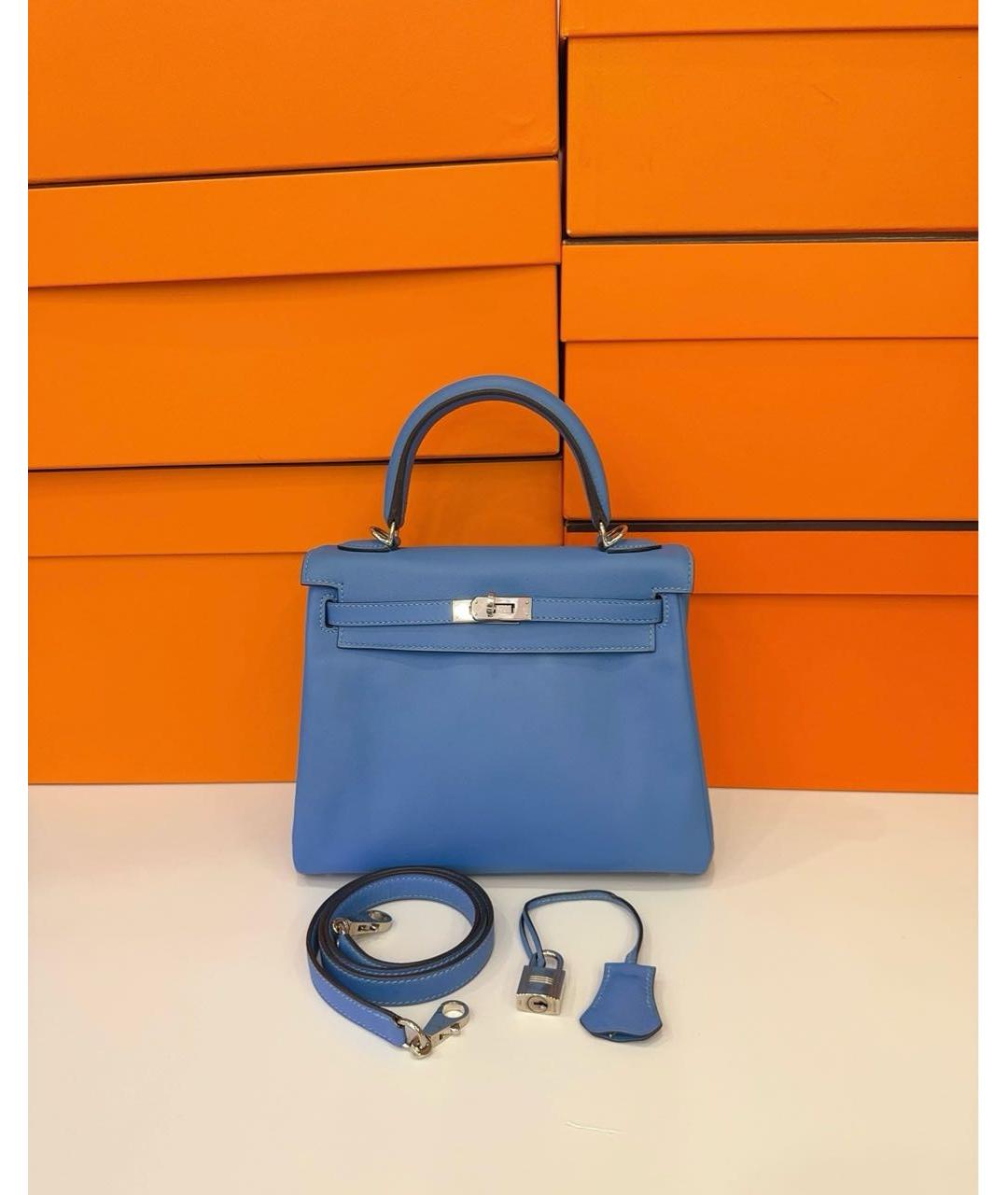 HERMES PRE-OWNED Синяя кожаная сумка с короткими ручками, фото 7