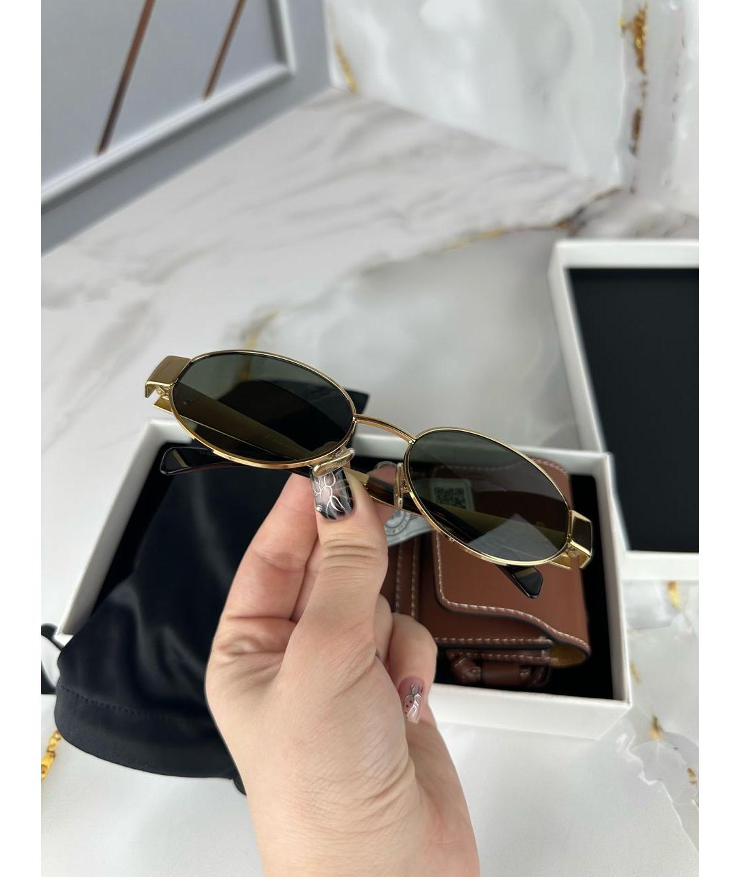 CELINE PRE-OWNED Золотые металлические солнцезащитные очки, фото 5