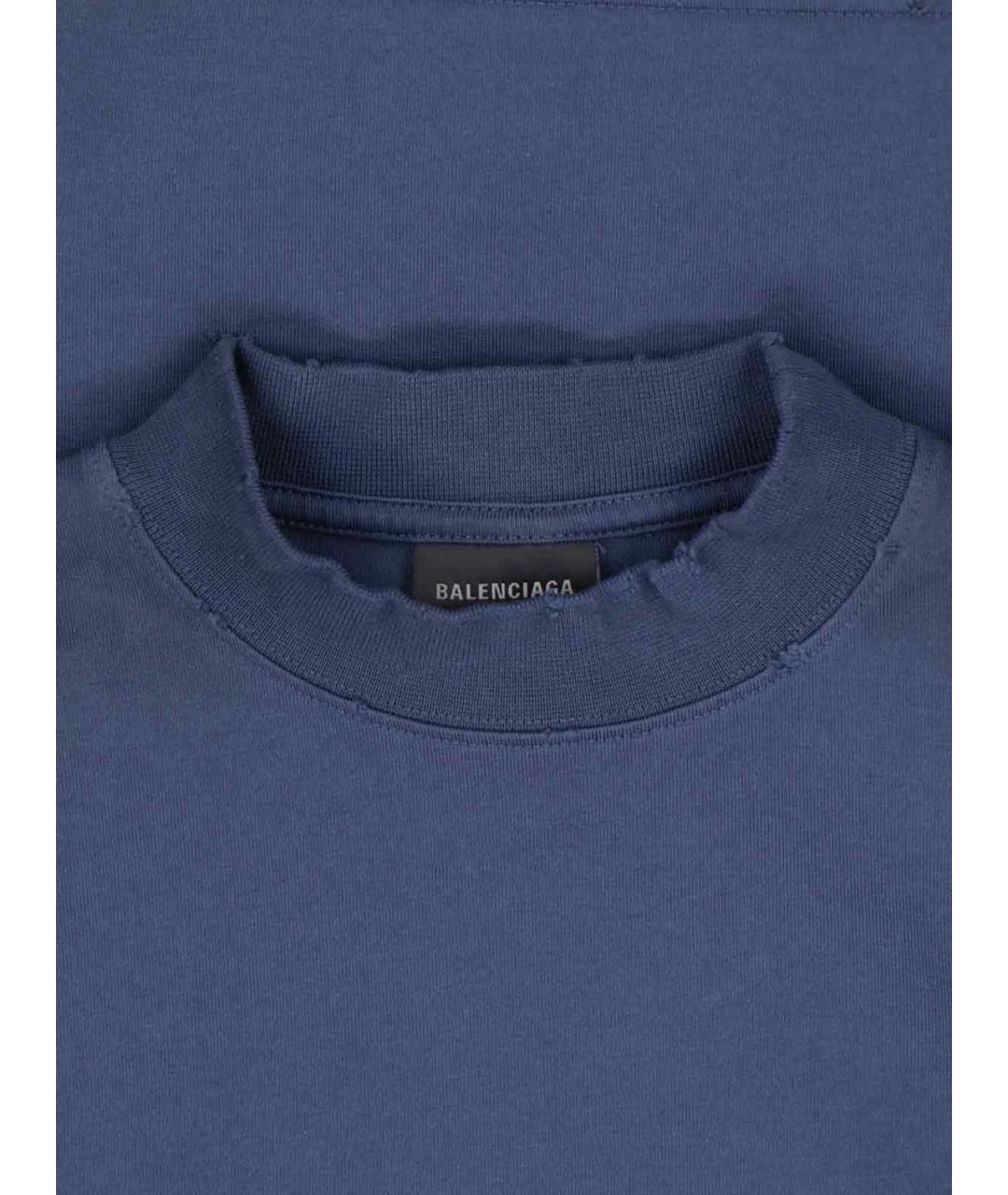 BALENCIAGA Синяя хлопковая футболка, фото 3