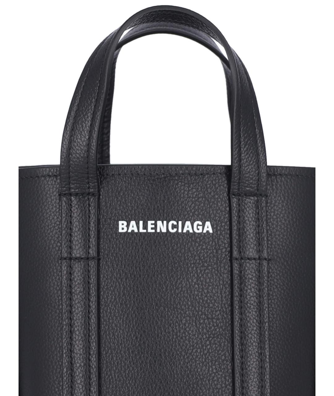 BALENCIAGA Черная кожаная сумка тоут, фото 4