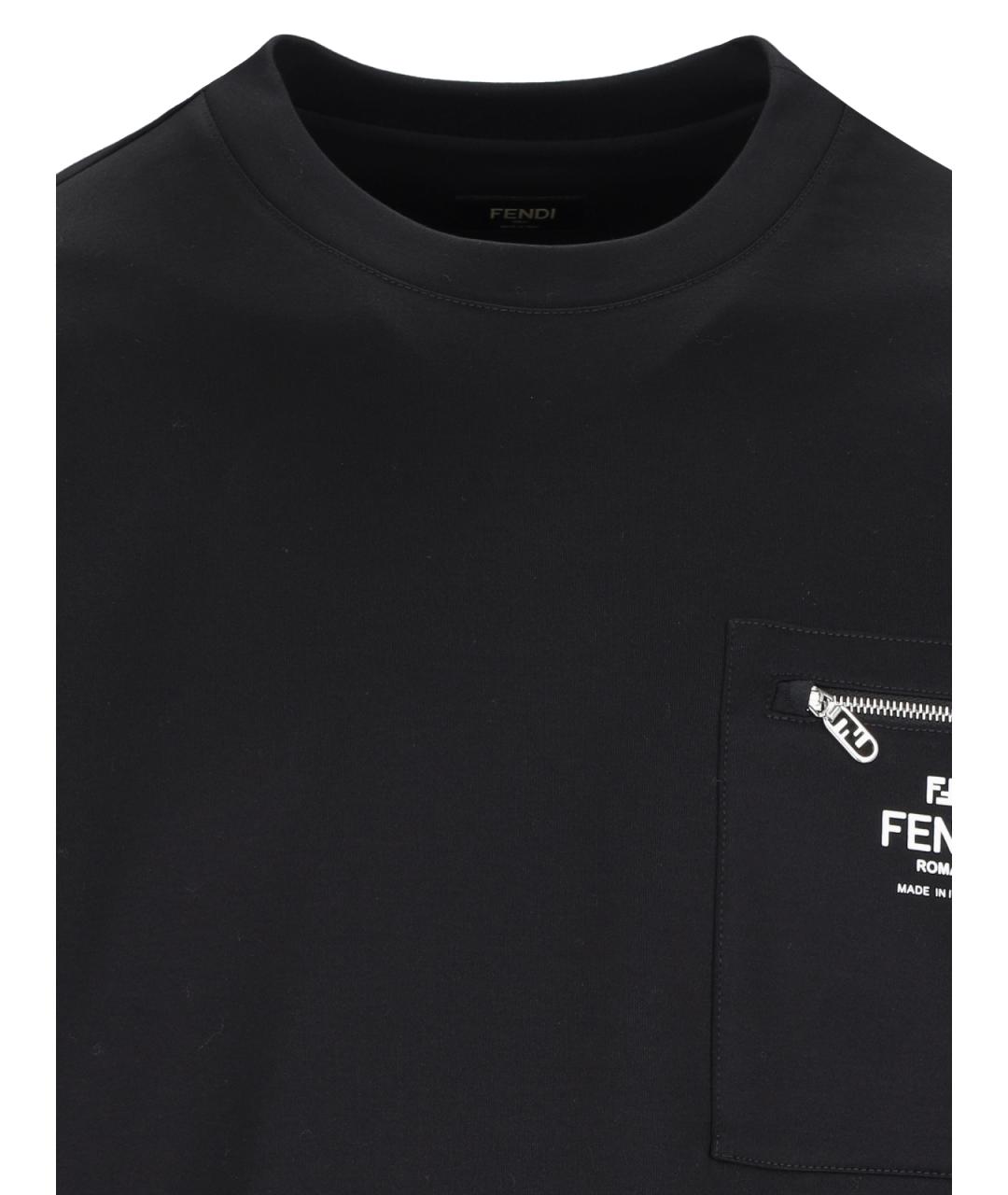 FENDI Черная хлопковая футболка, фото 5