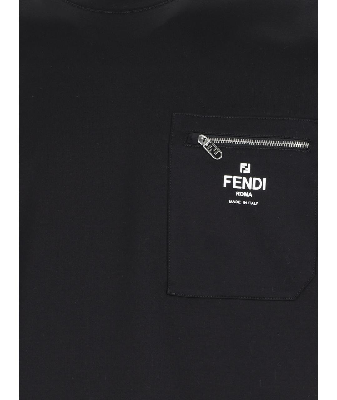 FENDI Черная хлопковая футболка, фото 3