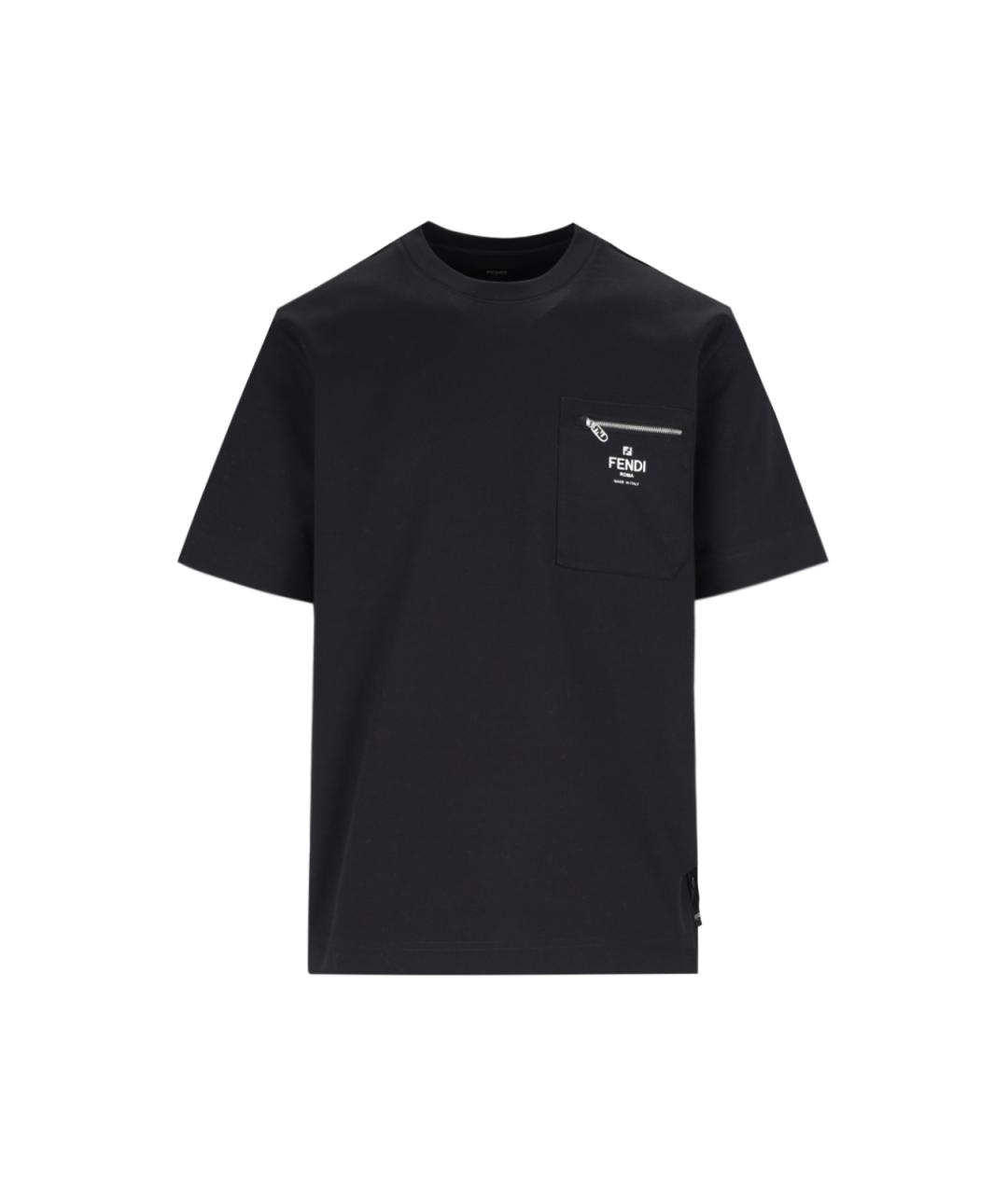 FENDI Черная хлопковая футболка, фото 1