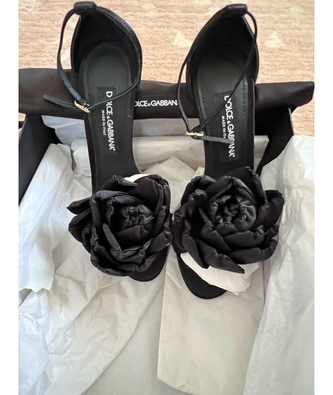 DOLCE&GABBANA Черные текстильные босоножки, фото 2