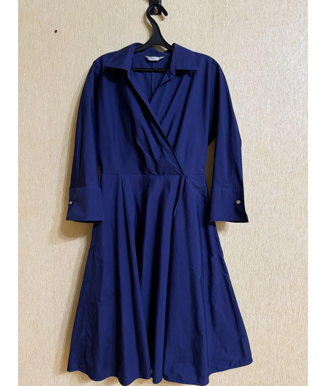 MAX MARA Темно-синее хлопковое повседневное платье, фото 6