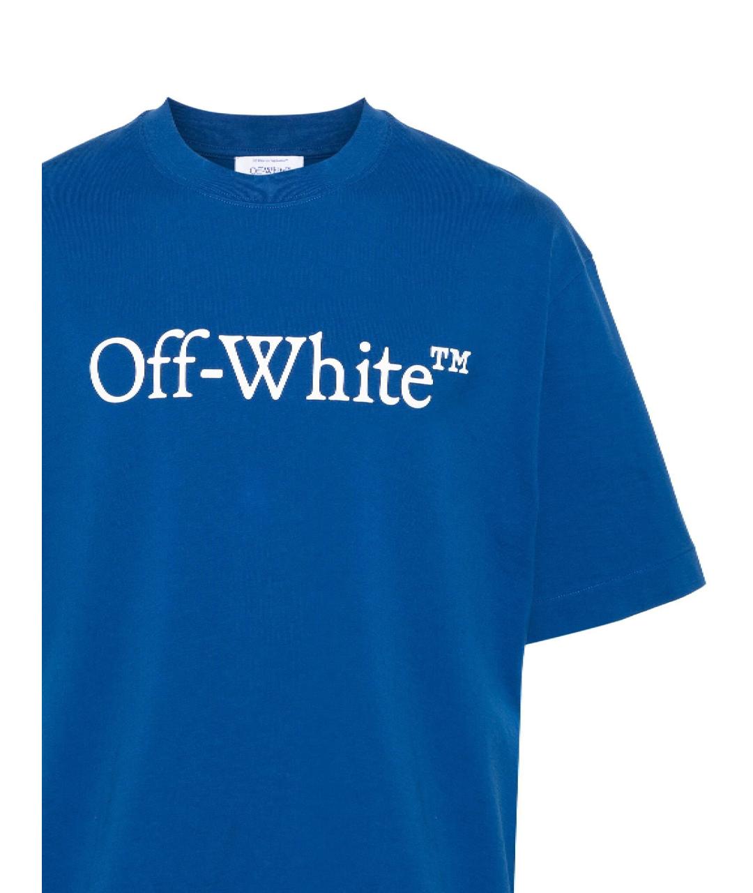OFF-WHITE Синяя хлопковая футболка, фото 2