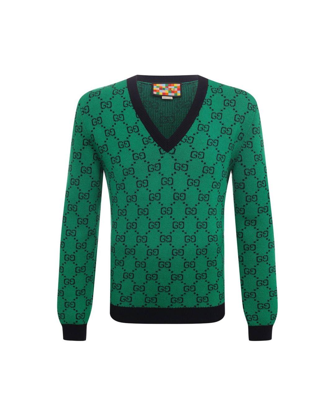 GUCCI Зеленый шерстяной джемпер / свитер, фото 1