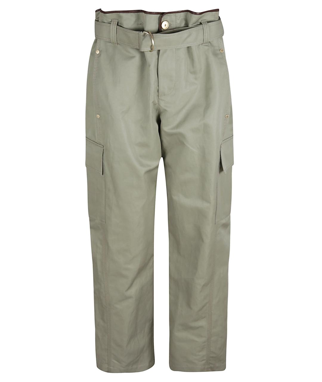 BRUNELLO CUCINELLI Зеленые хлопковые прямые брюки, фото 1