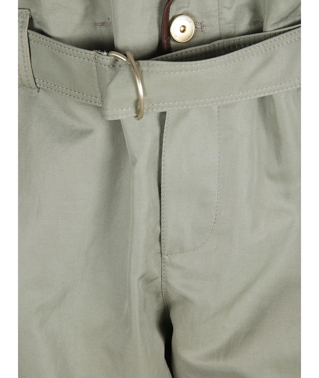 BRUNELLO CUCINELLI Зеленые хлопковые прямые брюки, фото 3