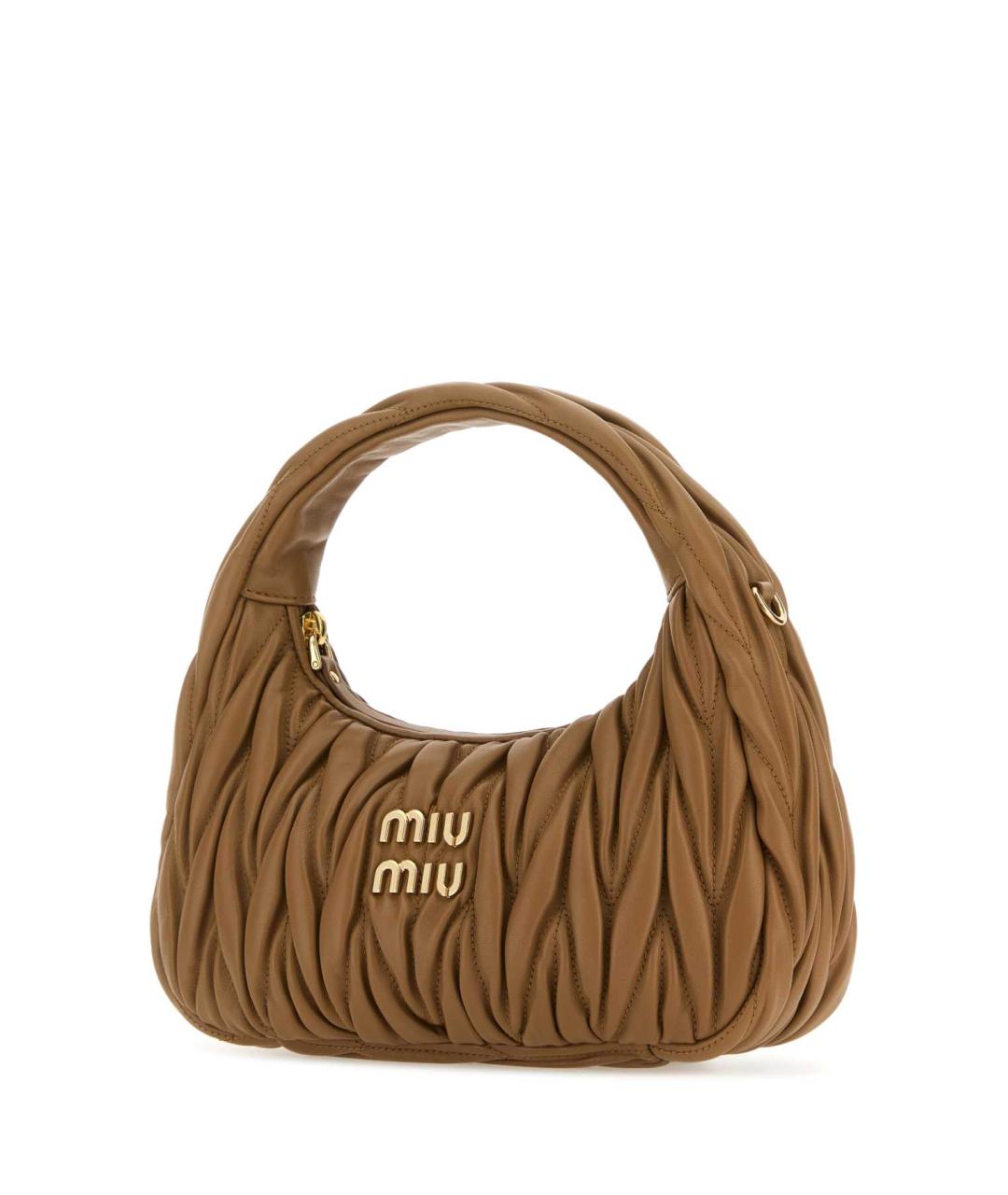 MIU MIU Бежевая кожаная сумка с короткими ручками, фото 2