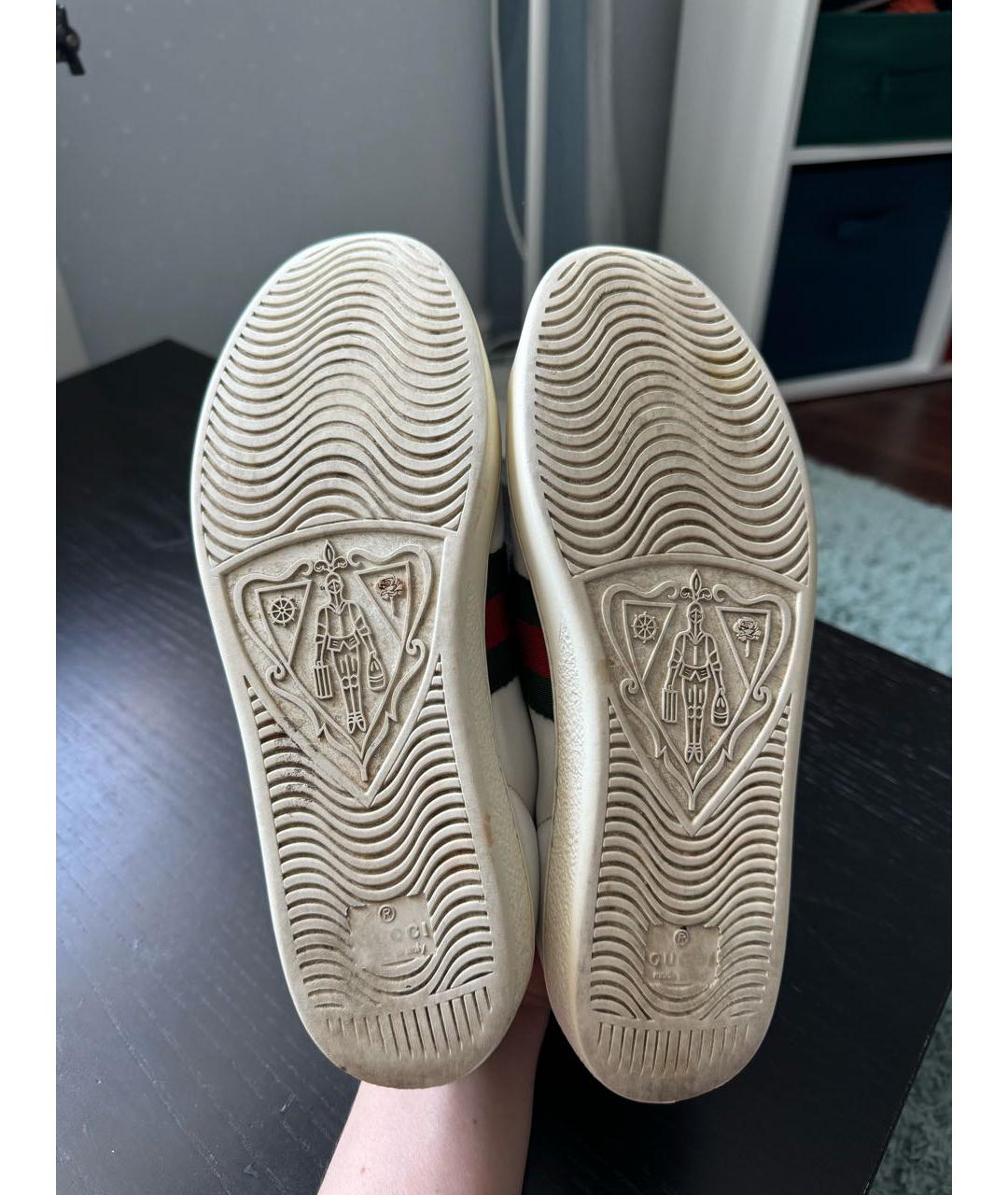 GUCCI Белые кожаные кеды, фото 6