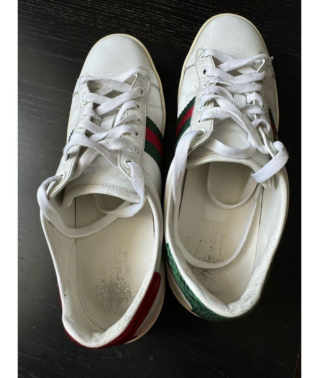 GUCCI Белые кожаные кеды, фото 3
