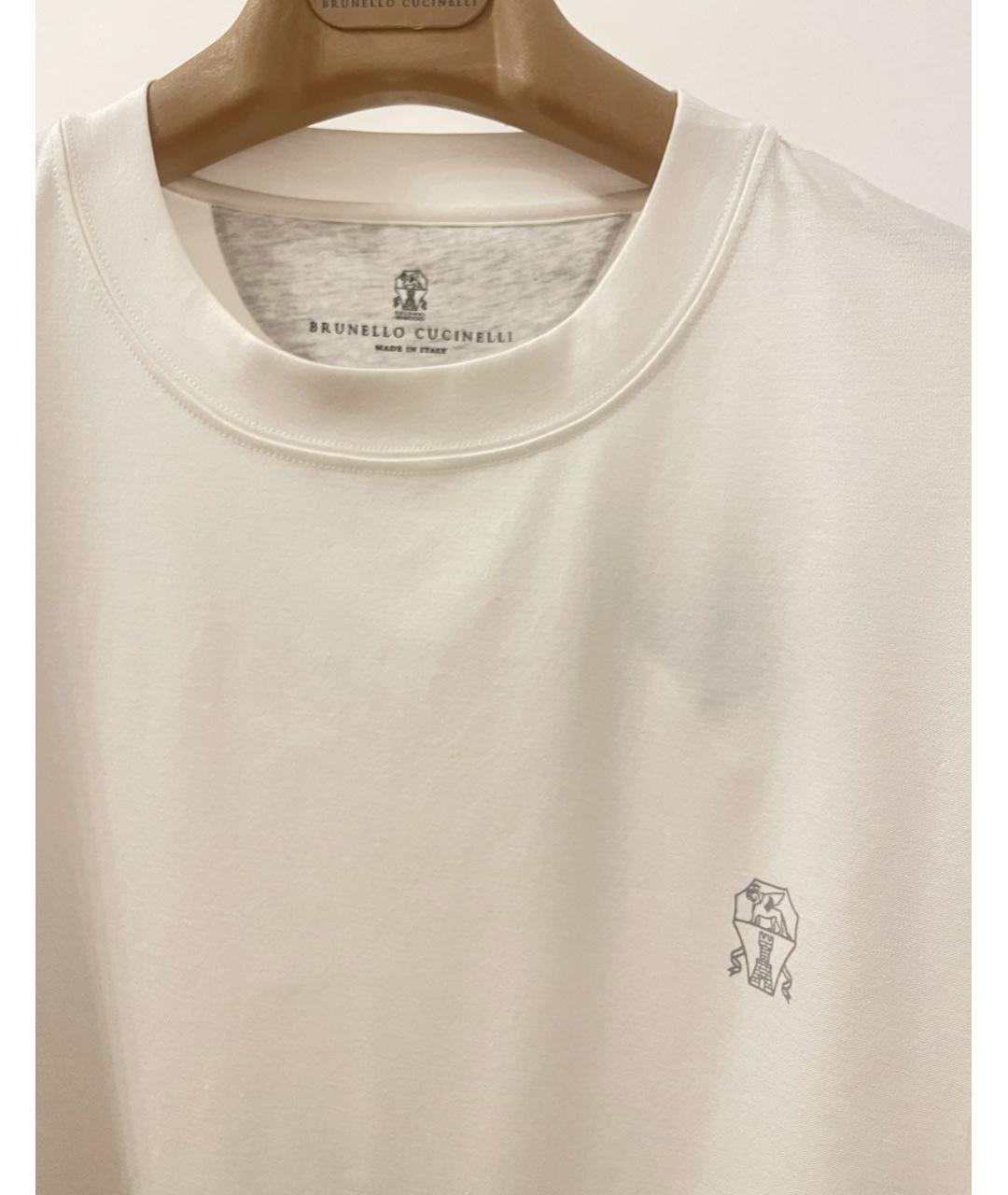 BRUNELLO CUCINELLI Белая хлопковая футболка, фото 4