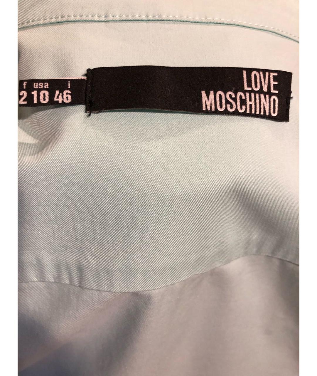 LOVE MOSCHINO Голубое хлопковое повседневное платье, фото 4