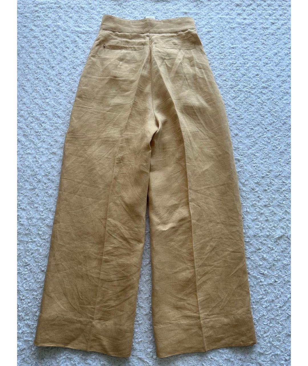 SPORTMAX Бежевые льняные брюки широкие, фото 2