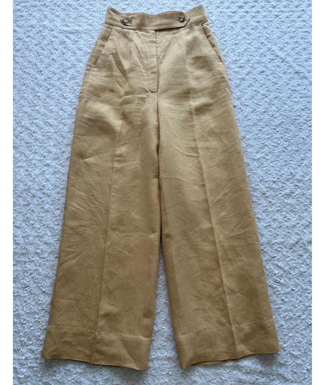 SPORTMAX Бежевые льняные брюки широкие, фото 9