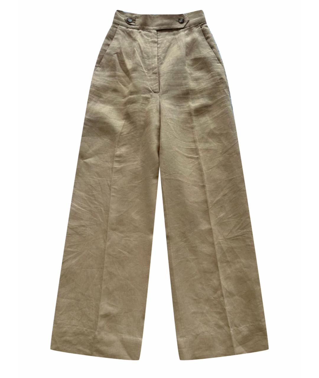 SPORTMAX Бежевые льняные брюки широкие, фото 1