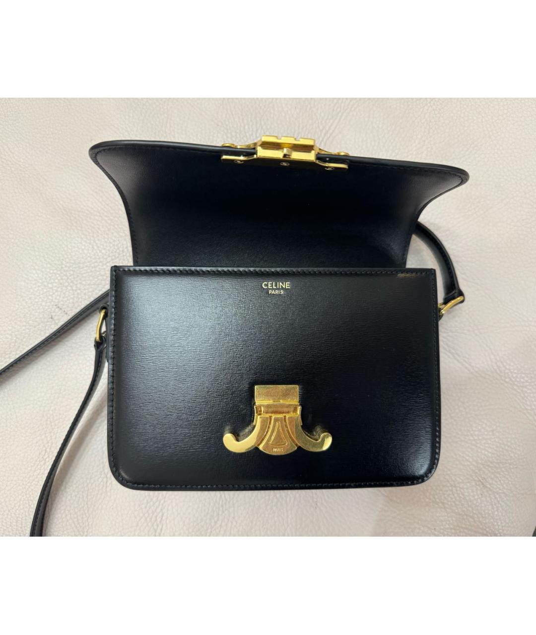 CELINE PRE-OWNED Черная кожаная сумка через плечо, фото 3